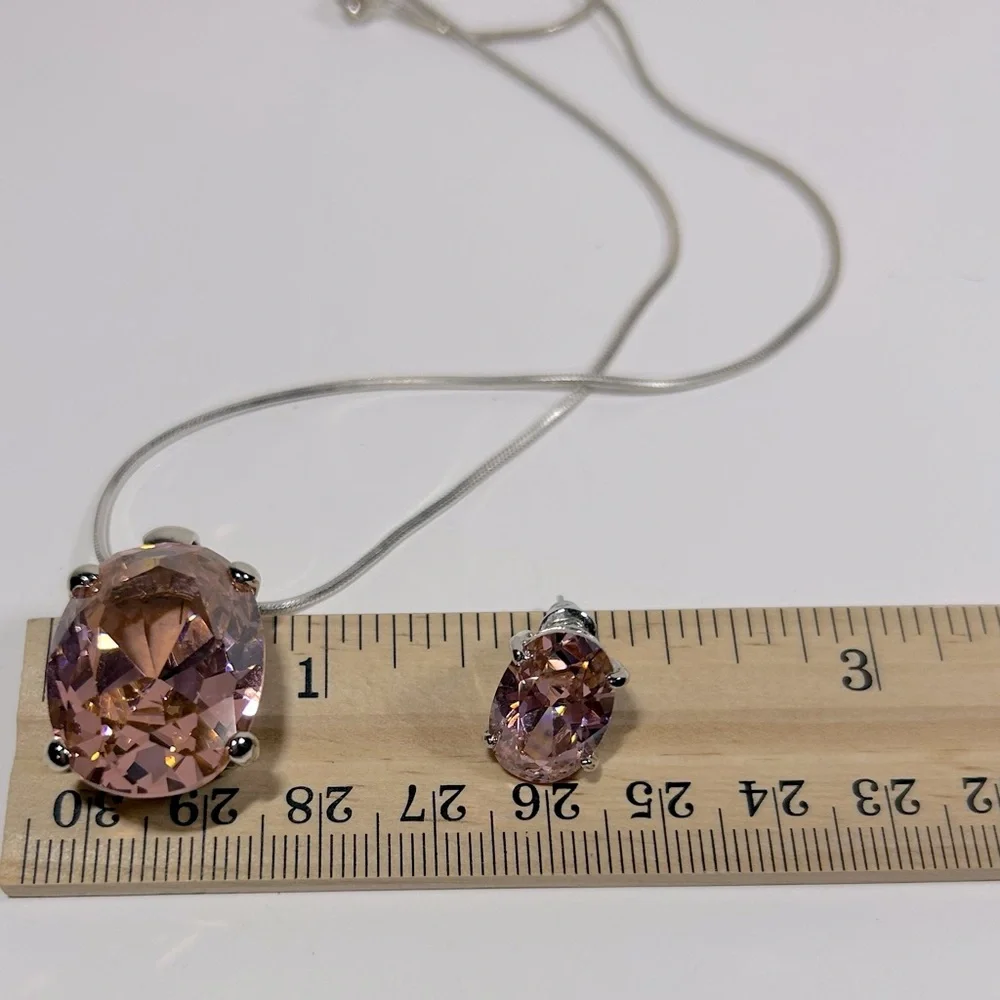 Jewelry set with pink stones - Picture 3 of 8